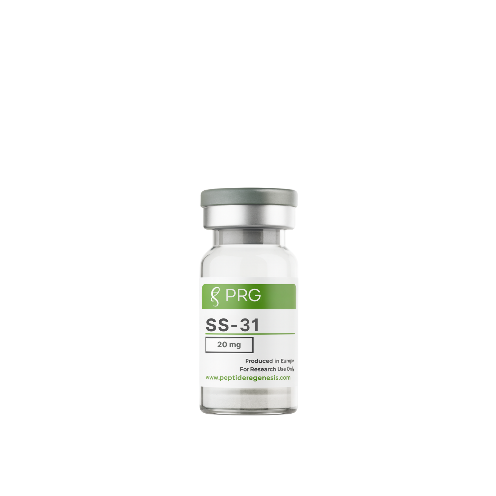 Vial labeled 'SS-31' with PRG branding on a white background