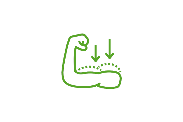 Illustration of flexing arm muscles with cellular overlay, symbolizing peptides studied for muscle growth and recovery research.
