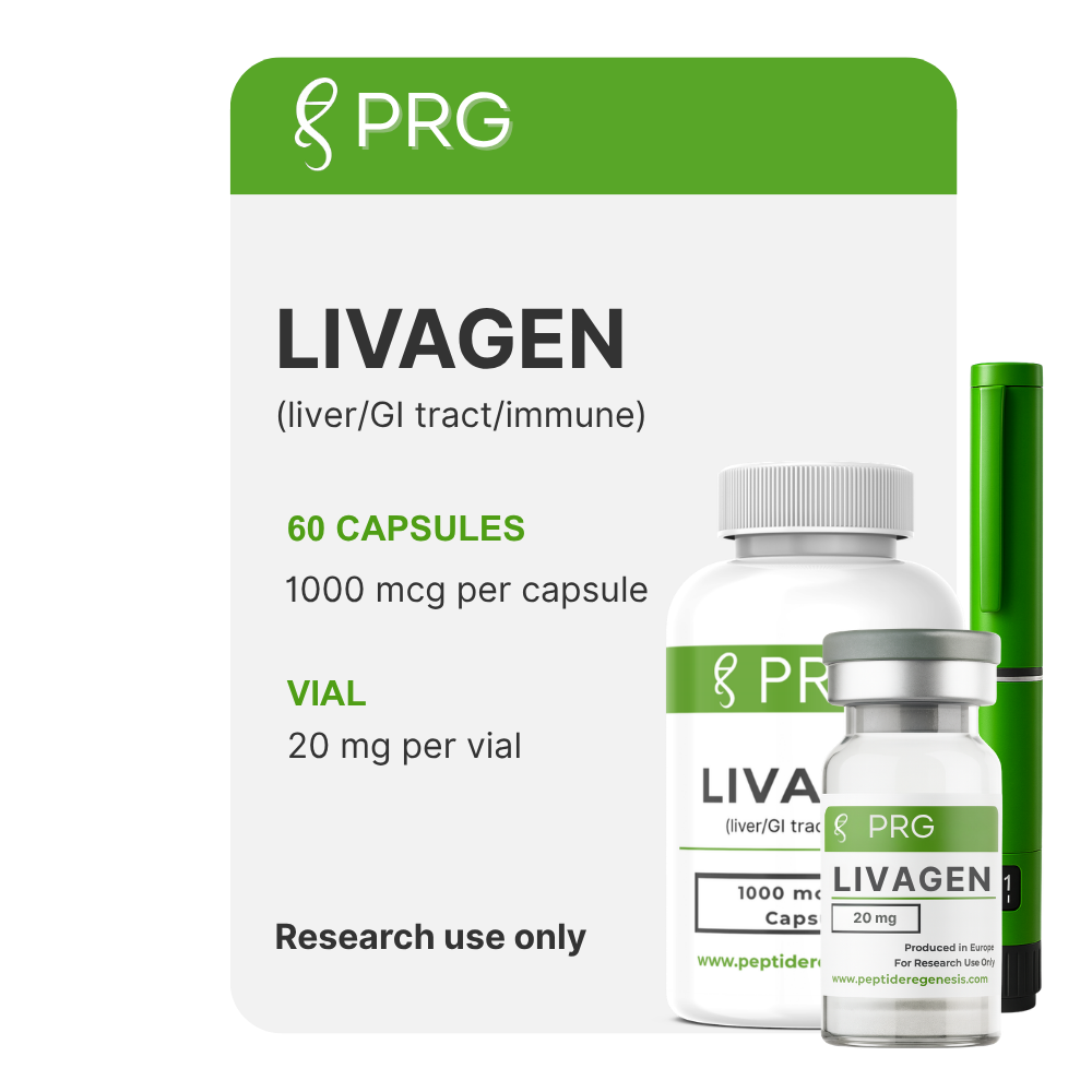 Livagen packaging with PRG branding on a white background