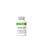 White supplement bottle labeled 'PRG LIVAGEN' on a white background