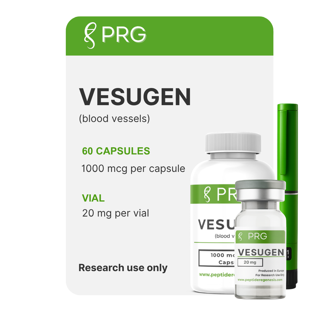 VESUGEN packaging with PRG branding on a white background