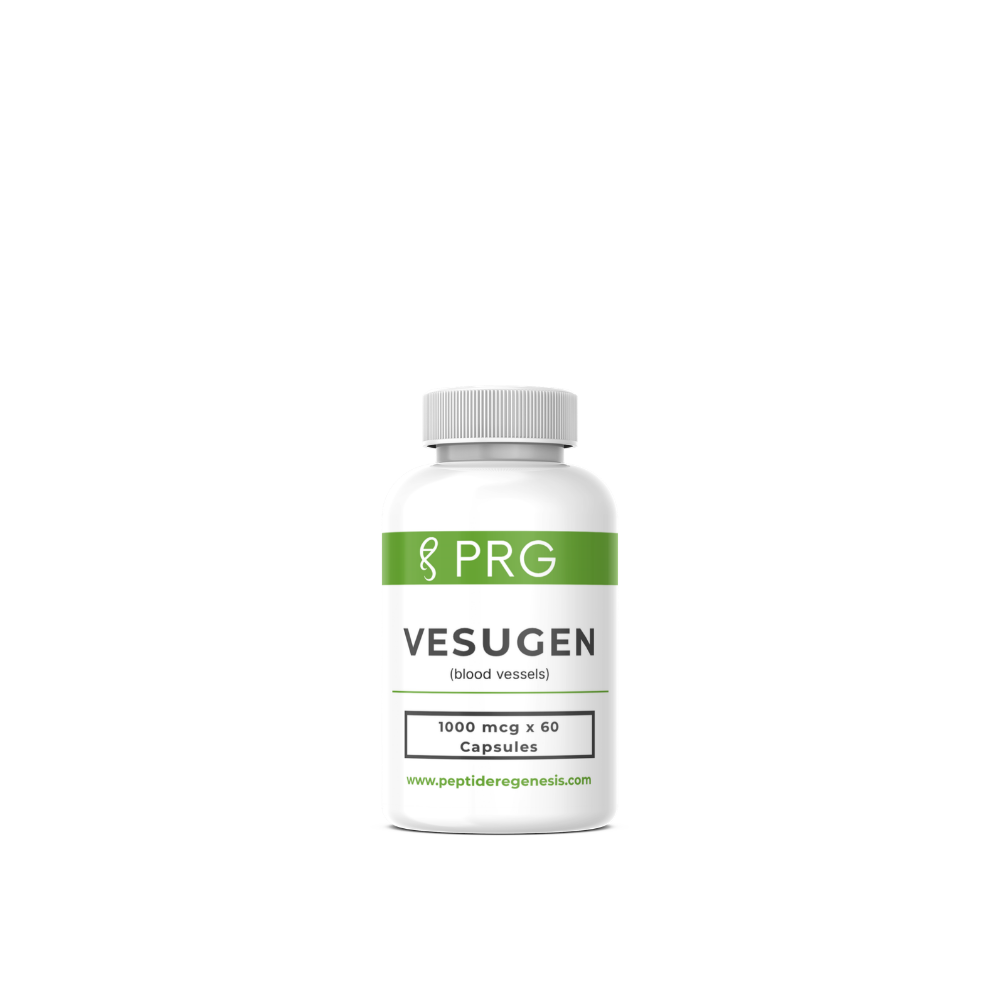 White supplement bottle labeled 'PRG VESUGEN' on a white background