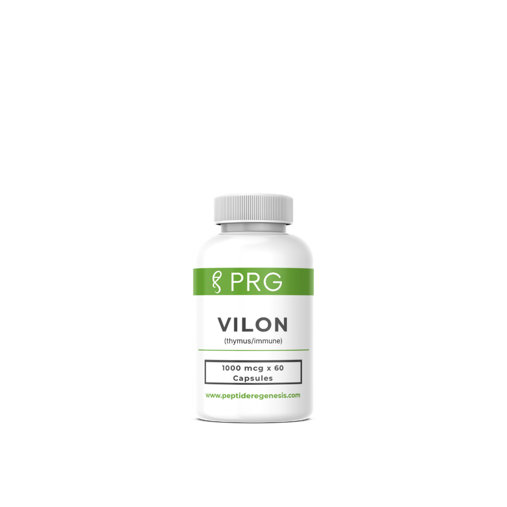 White supplement bottle labeled 'PRG VILON' on a white background