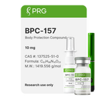 BPC-157 product packaging with PRG branding on a white background