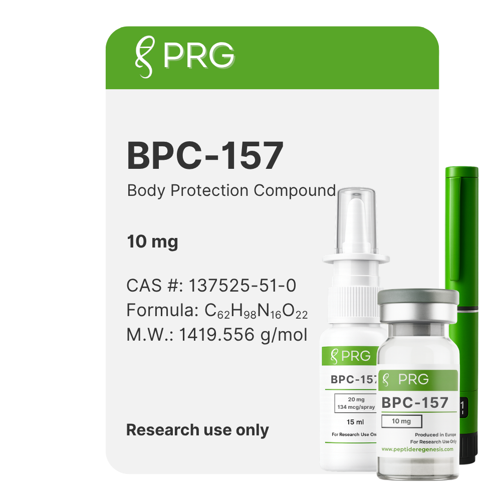 BPC-157 product packaging with PRG branding on a white background
