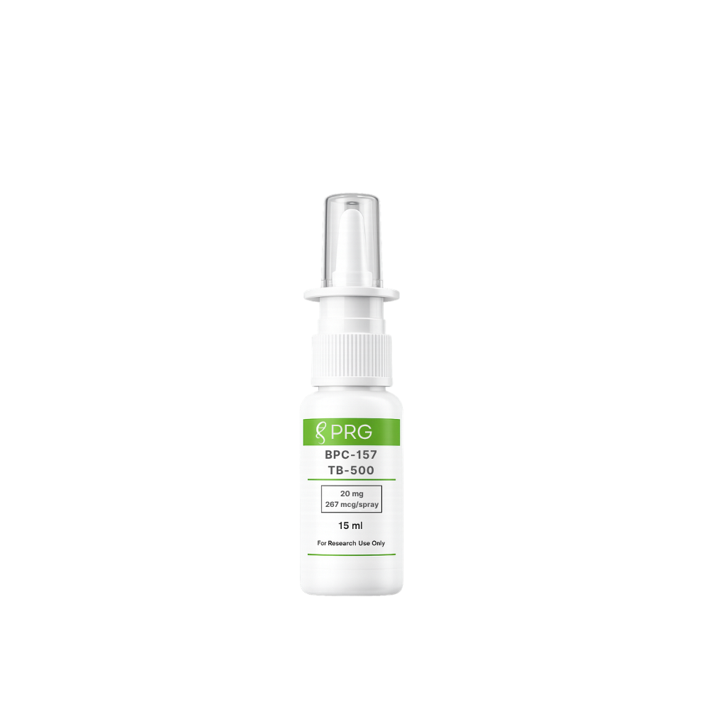 White spray bottle with green label on a white background