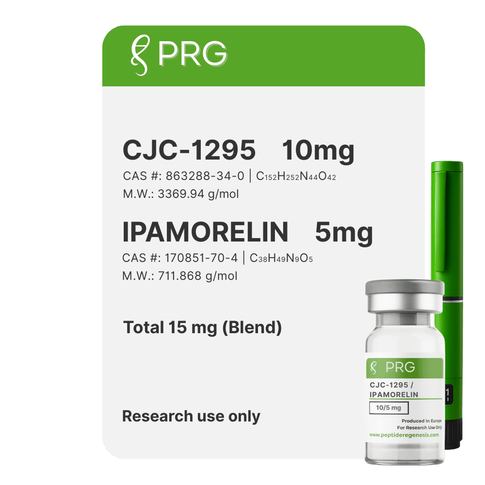 CJC-1295 and Ipamorelin research blend on a white background