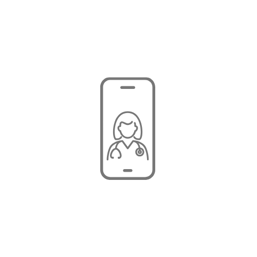 Phone icon with a doctor's profile on a white background