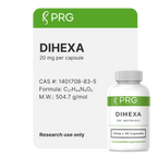 PRG DIHEXA supplement bottle with label on a white background