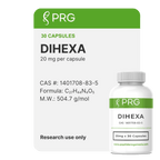 PRG DIHEXA supplement packaging with green and white design