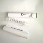 Research disposal pen parts on a light grey background