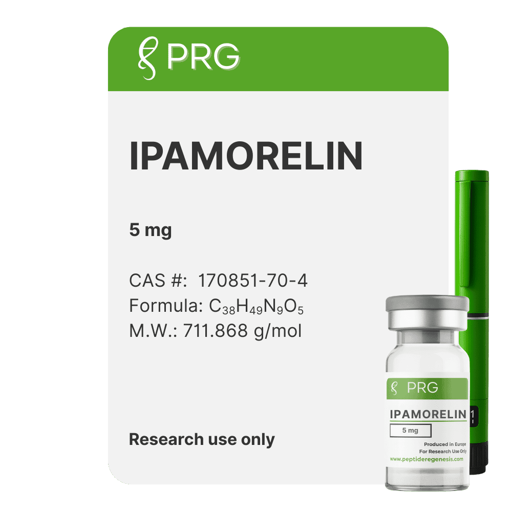 Ipamorelin 5mg research peptide on a white background