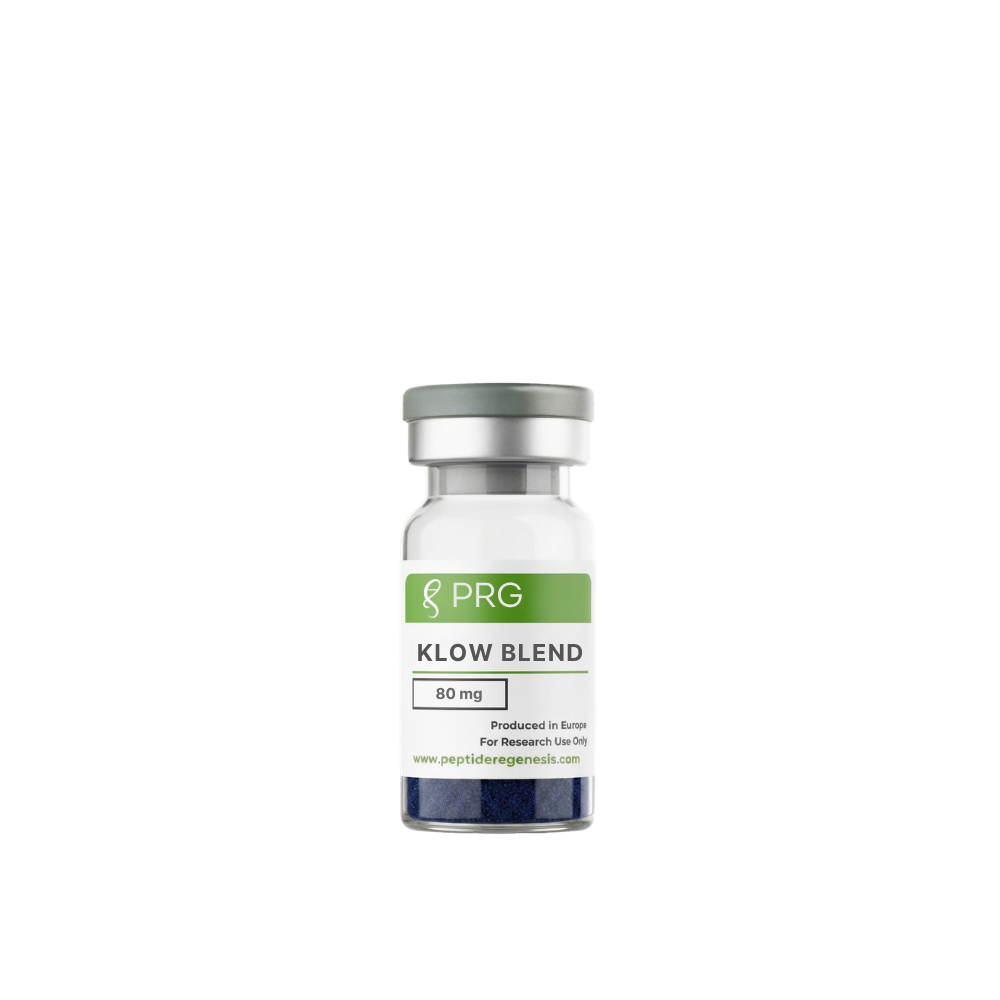 Vial labeled 'Klow Blend' with PRG logo on a white background