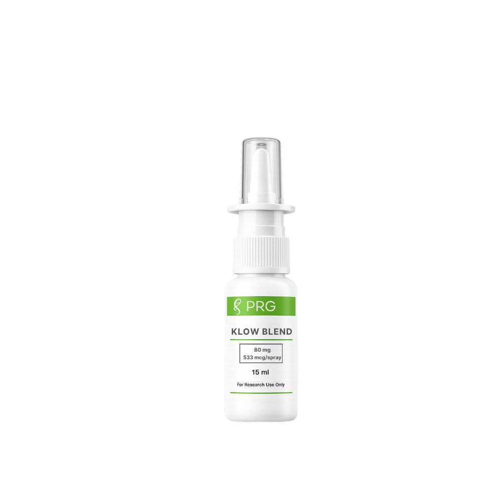 White spray bottle labeled 'PRG' with a green label on a white background