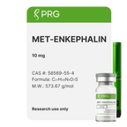 Vial labeled 'MET-ENKEPHALIN' with PRG branding on a white background