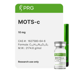 Mots-c mitochondrial peptide vial on a white background