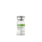 Vial labeled 'MOTS-c' with PRG logo on a green background