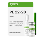 PRG PE 22-28 product packaging with medical vials on a white background