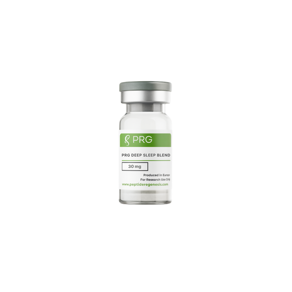 Vial labeled 'PRG Deep Sleep Blend' on a white background