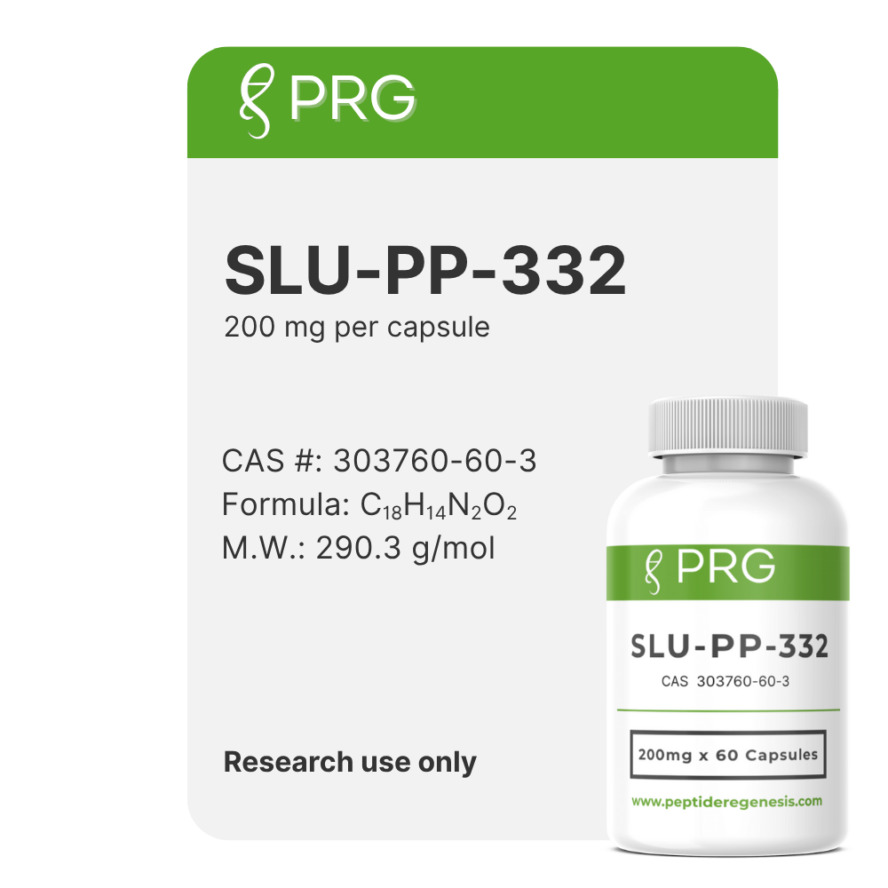 PRG SLU-PP-332 supplement bottle with label on a white background