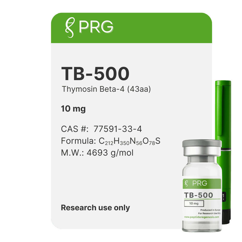 TB-500 10mg research peptides on a white background
